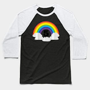 Kids 5 Year Old Birthday Rainbow Baseball T-Shirt